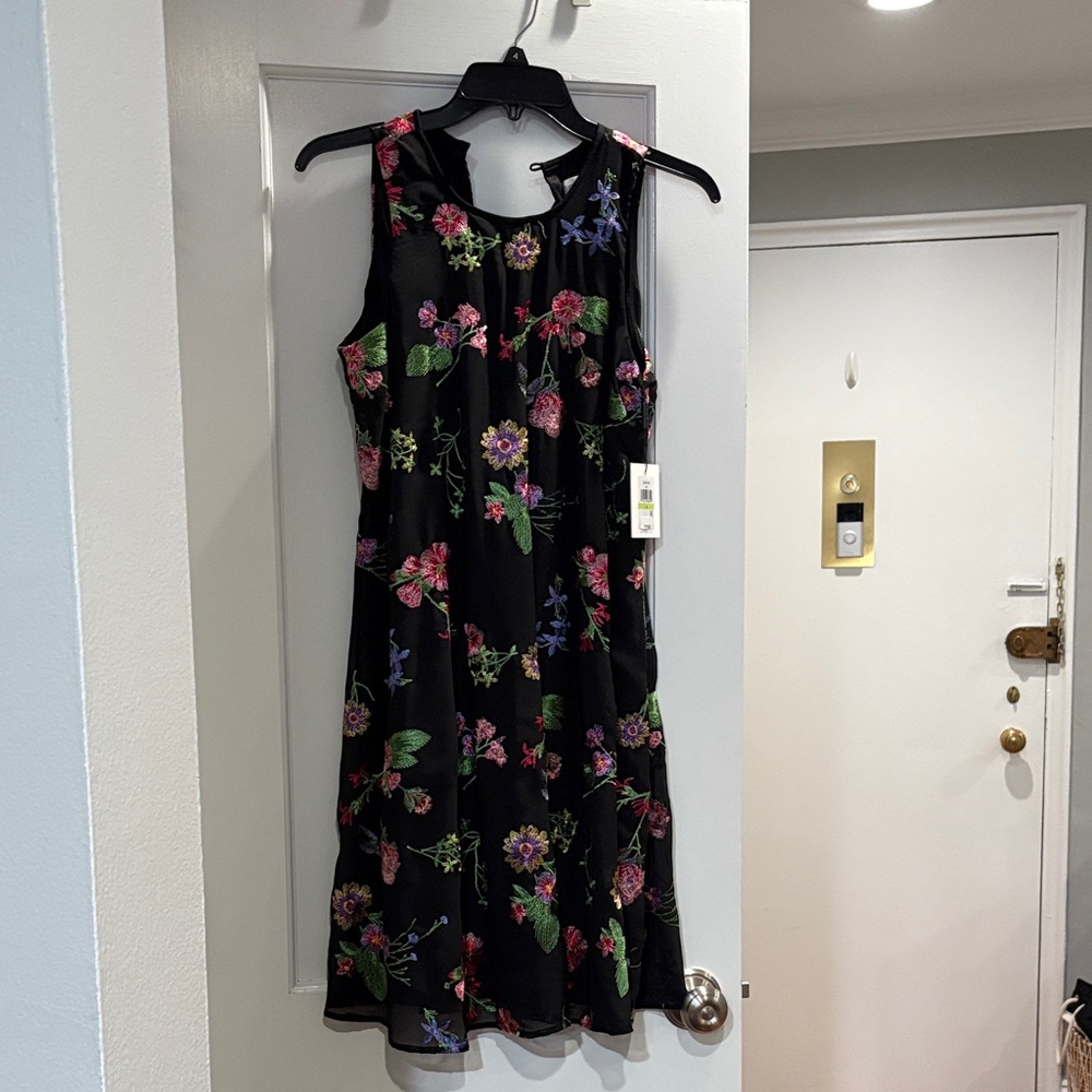 Calvin Klein Black Floral Midi Dress